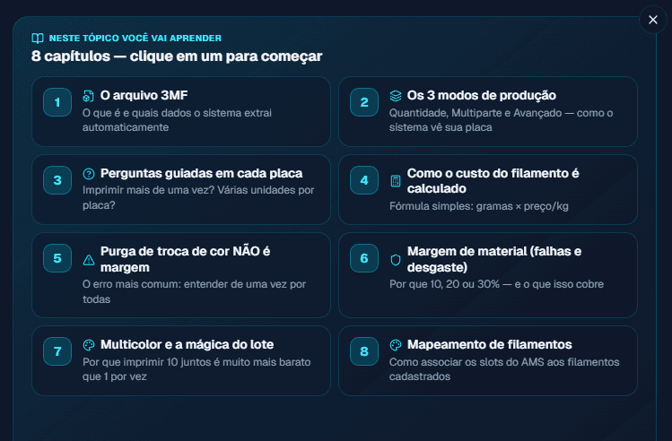 Assistente de cálculo com sumário e capítulos